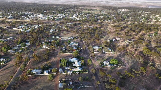 Norseman, Western Australia &ndash; 4K Aerial Drone Footage of Mining Site, Residential Houses and Estates, Lake, Forest and Remote Australian Outback Landscape