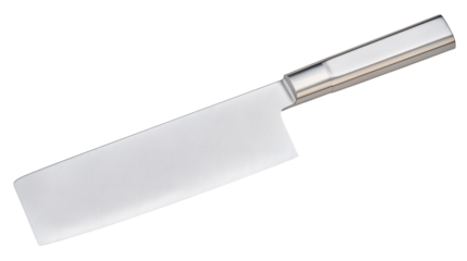 Nakiri vegetable knife with rectangular blade on a white background