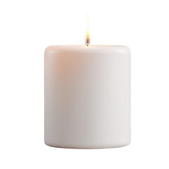 Rotating matte candle with flame on isolated background
