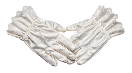Liturgical gloves folded on a white background
