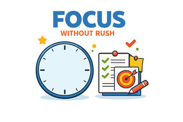 Time management concept with clock and checklist for focused productivity