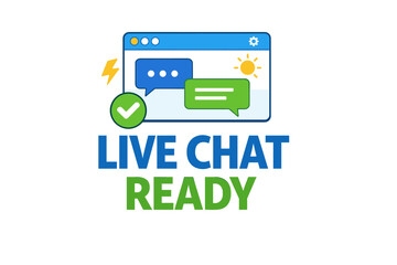 Live chat ready icon with speech bubbles and checkmark for online support
