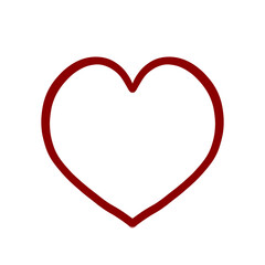 Hand drawn brick red brush heart shape, doodle heart isolated on transparent background