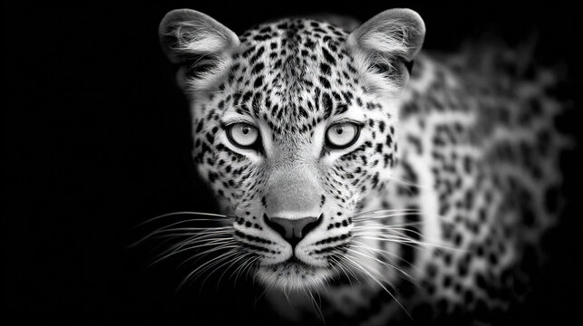 Close-up of a leopard's face with rosette patterns