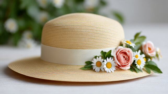 Elegant easter bonnet with spring flowers for seasonal celebration and decor