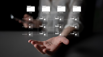 Task workflow system showing document progress through stages. Task tracking improves productivity, ensures visibility, task tracking supports planning, and task tracking manages status. Latch