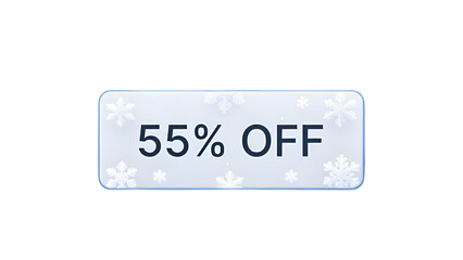 Winter Sale Button 55 Percent Off Text on Snowy Background