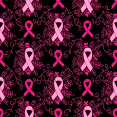 Breast cancer month seamless pink ribbon day mammogram pattern for medical accessories and medicine textiles