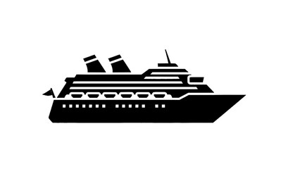 Obraz premium Vector illustration of a modern passenger cruise ship silhouette, on transparent background