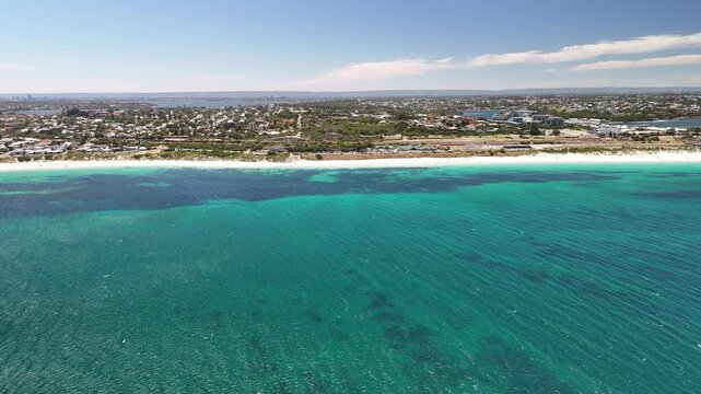 Swanbourne Beach, Perth, Western Australia &ndash; 4K Aerial Drone Footage of White Sand Beach, Turquoise Ocean, Coastal Residental Suburb, Shoreline, Clear Water, Indian Ocean Coast, Nearby Cottesloe Beach