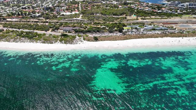 Swanbourne Beach, Perth, Western Australia &ndash; 4K Aerial Drone Footage of White Sand Beach, Turquoise Ocean, Coastal Residental Suburb, Shoreline, Clear Water, Indian Ocean Coast, Nearby Cottesloe Beach