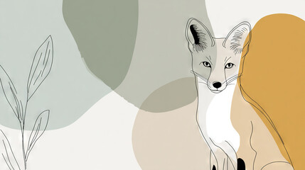 Obraz premium Fox in Soft Pastel Background with Leaf