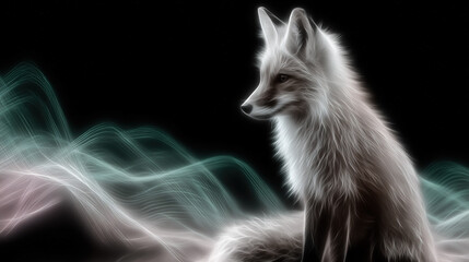 Obraz premium Ethereal Fox Portrayed in Digital Motion