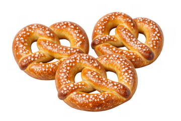 Freshly baked soft pretzels with large salt granules. Traditional german bread snack food perfect for beer festivals