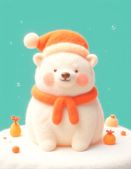 Fototapeta premium a polar bear is celebrating Christmas, children's illustration