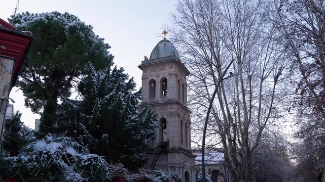 Istanbul Kuzguncuk iconic church bell tower
