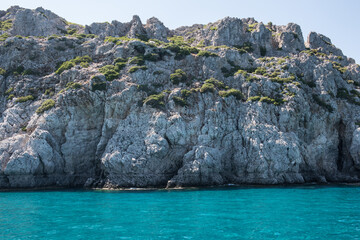 Sea and beach in Anthony Quinn bay, Rhodes island, Dodecanese, Greece