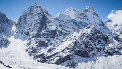 Panorama of the Himalayas in Nepal