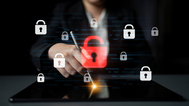 Digital security concept illustrating a cybersecurity breach, with a red unlocked padlock indicating data exposure among secure systems, emphasizing system vulnerability and risk Latch - Powered by Adobe