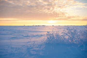 Winter sunset on the prairie