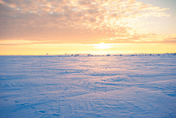 Winter sunset on the prairie