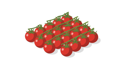 Fresh cherry tomatoes on the vine in isometric style