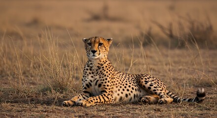 Naklejka premium Cheetah resting on the savannah