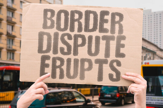 "Border Dispute Erupts" Territorial arguments intensify rapidly. BORDER. DISPUTE. TERRITORIAL. CONFLICT. BOUNDARY.