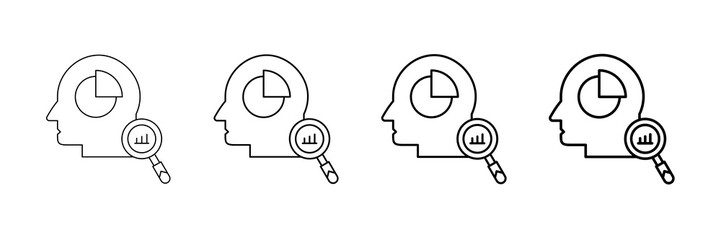 Analytical Mindset Icons Vector Set In Different Stroke Line Style