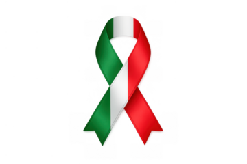 Italian flag awareness ribbon showing green, white, and red colors, representing national pride, support, and patriotism. Transparent background