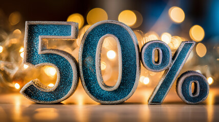 Large fifty percent discount symbol representing sales promotion marketing strategy and consumer savings concept
