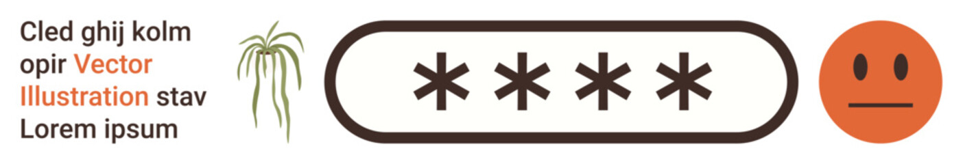 Obraz premium Identity protection, cybersecurity, password strength, online privacy, digital security, data encryption. Neutral face emotion, asterisks highlight a secure login. Identity protection