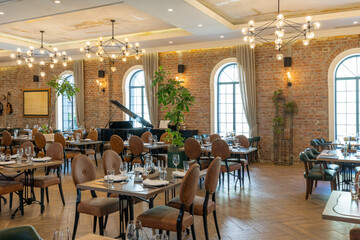 Interior of a modern luxury restaurant with elegant d&eacute;cor