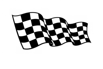 Waving checkered flag symbolizing racing, speed, victory, and finish line success on transparent background