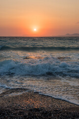 Aegean sea sunset beach sea Rhodes, Greece