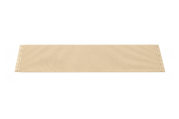 Beige ribbed accent rug for home decor and flooring solutions, featuring a textured surface on a transparent background