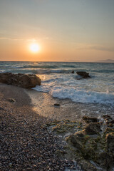 Aegean sea sunset beach sea Rhodes, Greece