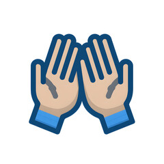 Fototapeta premium Open hands outline icon vector illustration