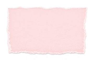 Pink textured torn paper piece on a transparent background, providing copy space for signs, memos or notes