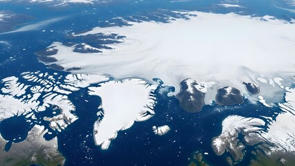 Frozen landscape icy waters Arctic glacier.
