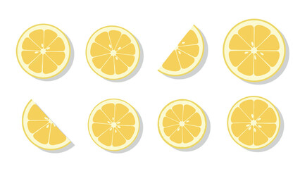 Flat style lemon slices on white background