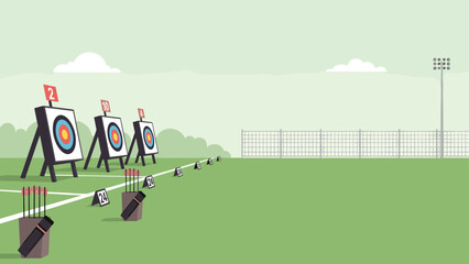 Obraz premium Archery range with targets and arrows on a sunny day