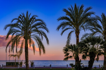 Fototapeta premium Nice coastline at Promenade des Anglais on the Mediterranean Sea South of France
