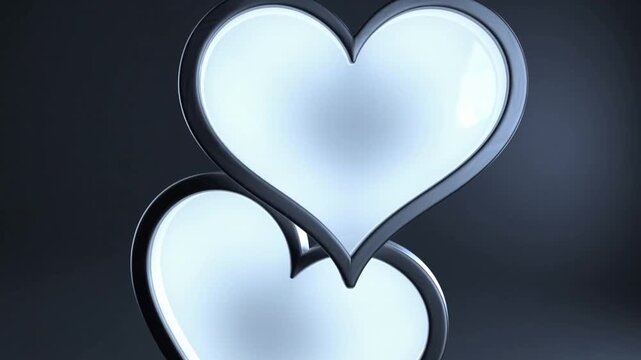 Two silver hearts connected together in a symbol of love.