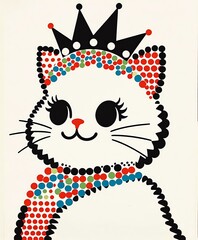 S&uuml;&szlig;e Katze mit Krone, Zeichnung