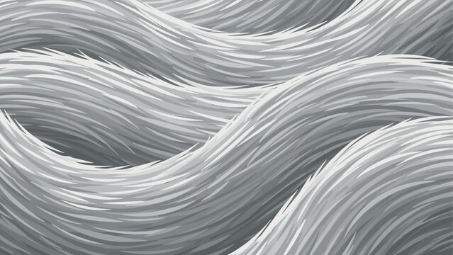 Abstract gray fur texture pattern with wavy lines in seamless design