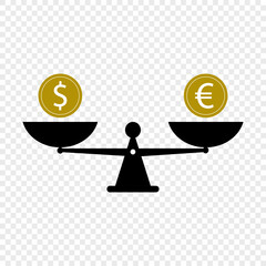 Dollar and euro scales vector