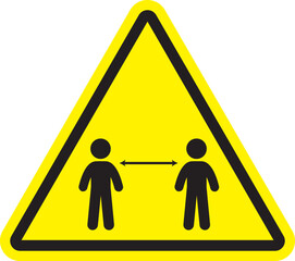 Social distancing warning symbol for safe distance