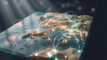 Global network world map connection technology data communication digital design glowing global network world map shows connection and technology