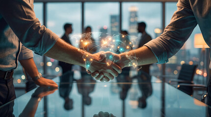 Dynamic handshake network connection design partnership success business technology meeting